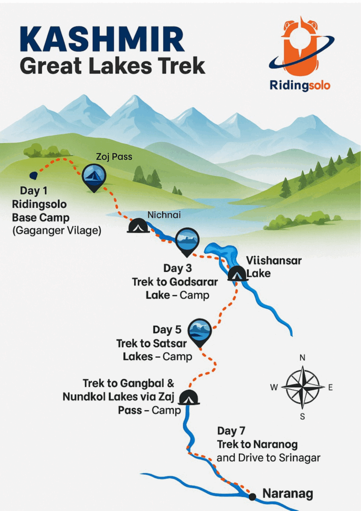 Kashmir Great lakes map
